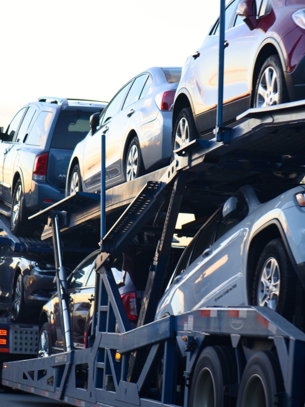 Truck transporting cars